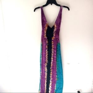 Angie tie dye Maxie dress v neck size small